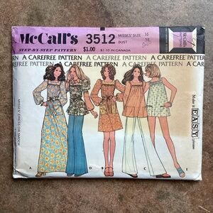 Vintage 1973 McCall's 3512 Sewing Pattern Misses' Dress or Smock